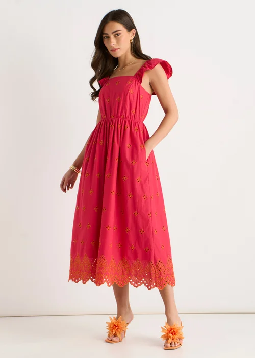 Gini London Pink Ruffle Sleeves Broderie Sun Dress - 8 Image 4