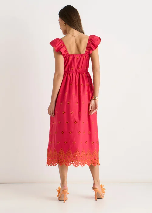 Gini London Pink Ruffle Sleeves Broderie Sun Dress - 8 Image 2