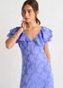 Gini London Blue Satin Jacquard Ruffle Maxi Dress - 14 Image 3