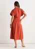 Gini London Rust Cotton Button Through Belted Shirt Dress - 12 Image 2