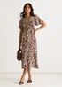 Gini London Chocolate Paisley Print Ruffle Midi Dress - 12 Image 1