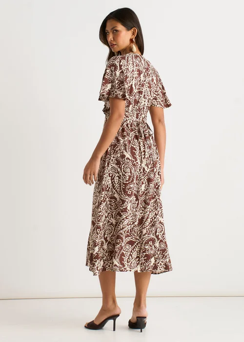 Gini London Chocolate Paisley Print Ruffle Midi Dress - 12 Image 2