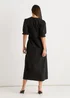 Gini London Black Puff Sleeve Cotton Embroidered Midi Dress - 16 Image 2