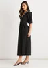 Gini London Black Puff Sleeve Cotton Embroidered Midi Dress - 16 Image 4
