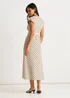 Gini London Cream Cotton Spot Print Lace Trim Midi Dress - 10 Image 2