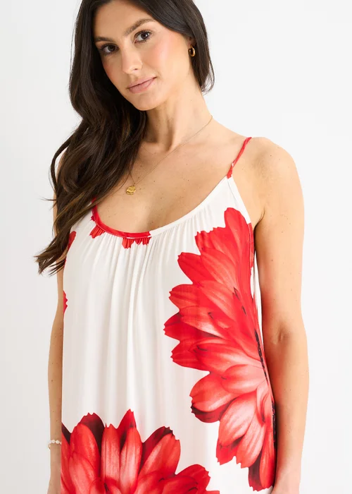 Gini London White Strappy Floral Viscose Oversized Dress - S/M Image 3