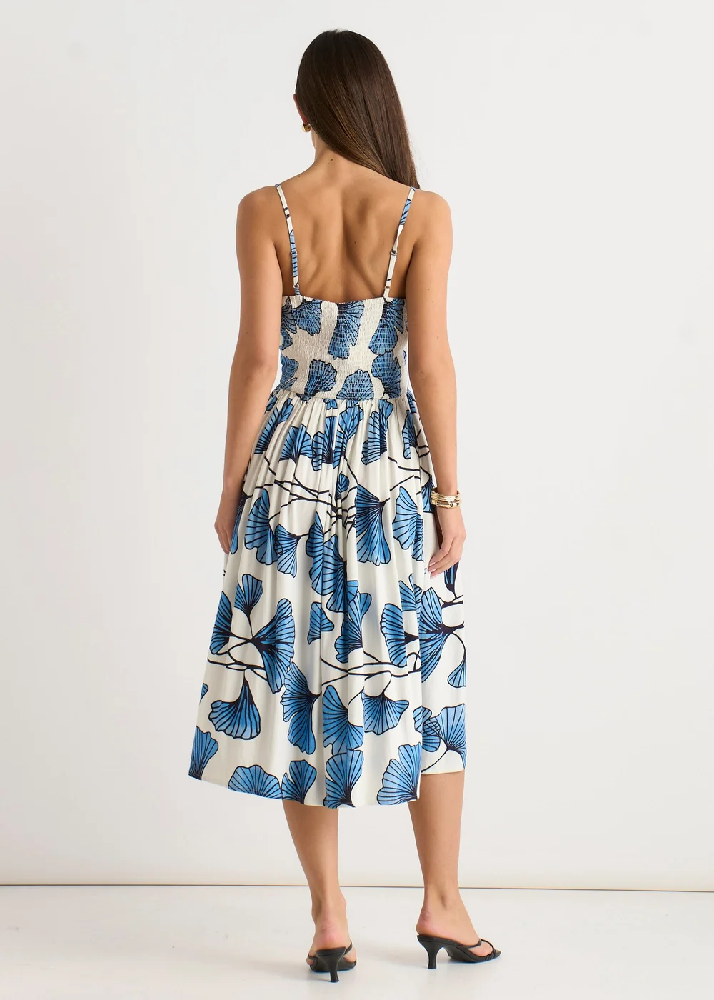 Gini London Blue Floral Linen Mix Cami Dress - 8 Image 2