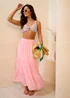 Gini London Pink Viscose Tiered Skater Maxi Skirt - 8 Image 1