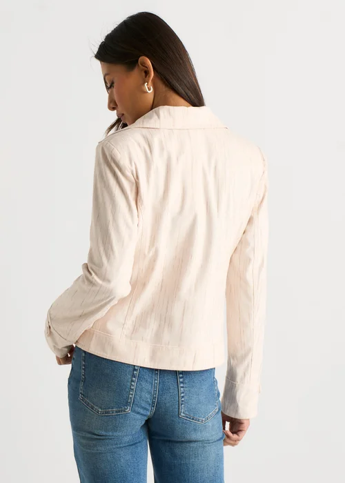 Gini London Beige Corduroy Biker Zip Up Jacket - 12 Image 2