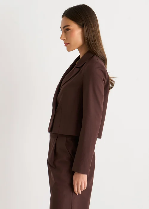 Gini London Brown Double Breasted Linen Jacket - 16 Image 4