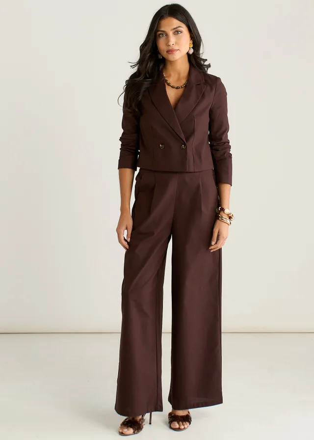Gini London Brown Double Breasted Linen Jacket