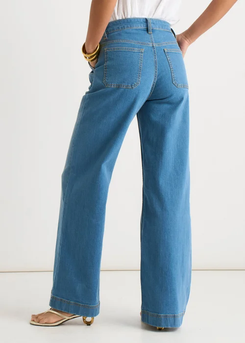 Gini London Blue Pleat Wide Leg Jean - 16 Image 2