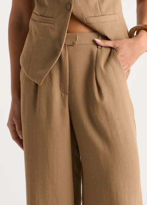 Gini London Camel Tailored Wide Leg Trousers - 14 Image 3