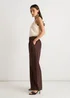 Gini London Brown Linen Mix Wide Leg Trouser - 14 Image 3