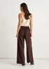 Gini London Brown Linen Mix Wide Leg Trouser - 14 Image 2