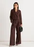Gini London Brown Linen Mix Wide Leg Trouser - 14 Image 1