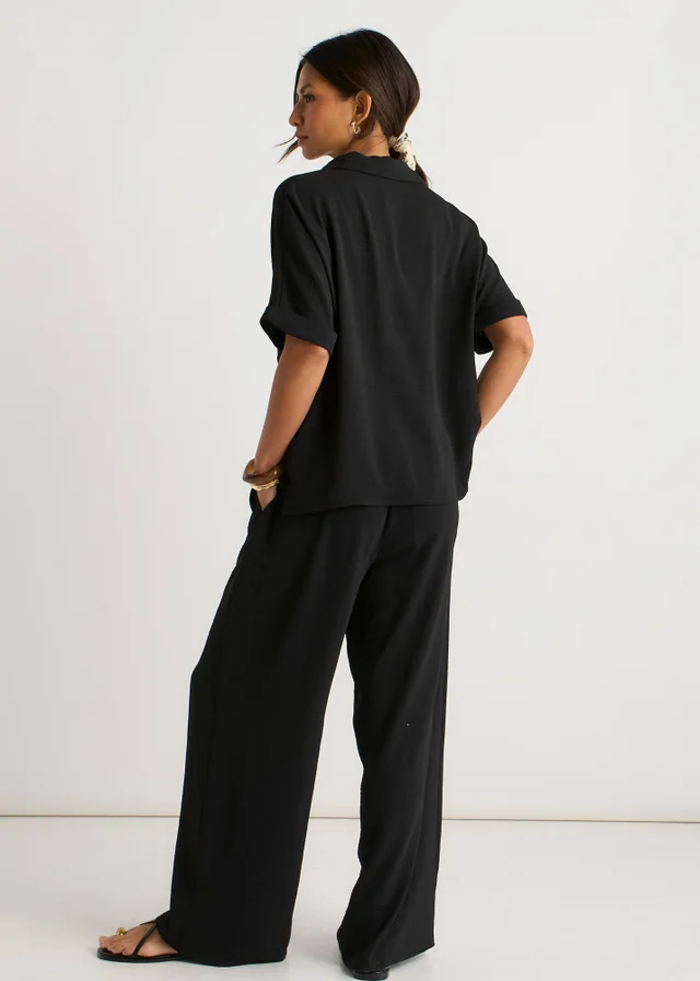 Gini London Black Air Flow Oversized Shirt Top