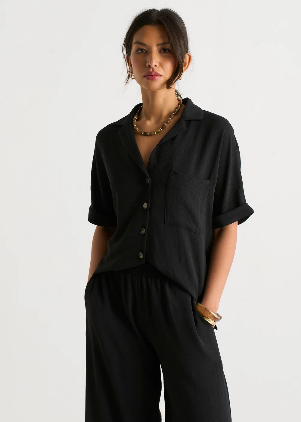 Gini London Black Air Flow Oversized Shirt Top - S/M Image 4