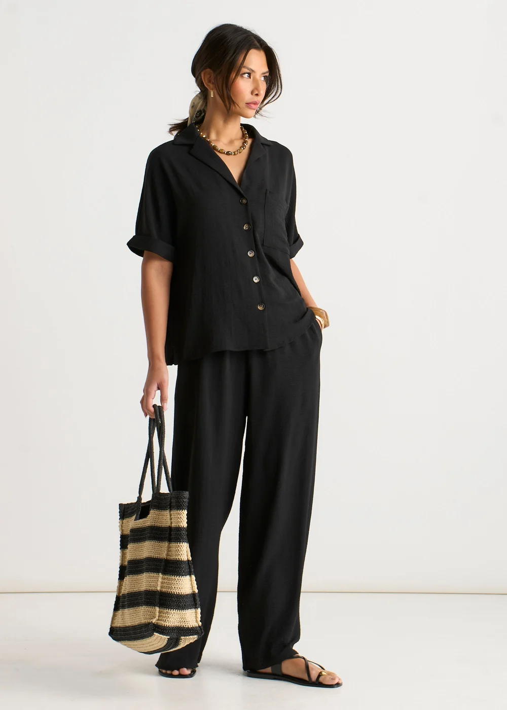 Gini London Black Air Flow Oversized Shirt Top - S/M Image 5