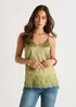 Gini London Khaki Lace Trim Satin Cami Top - 16 Image 3
