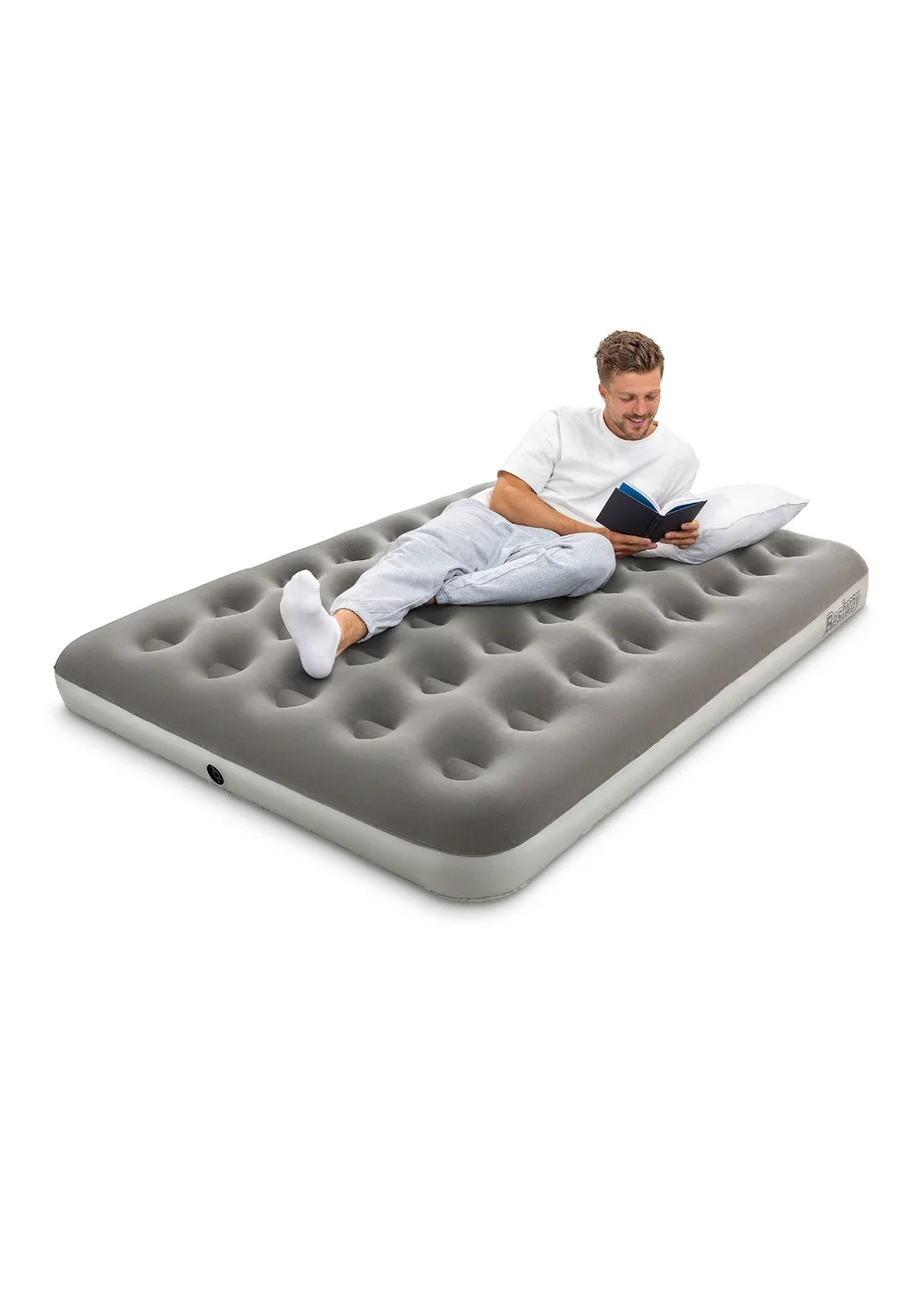 Bestway Premium Flocked Double Airbed With Cordless Battery Pump - One Size Image 6