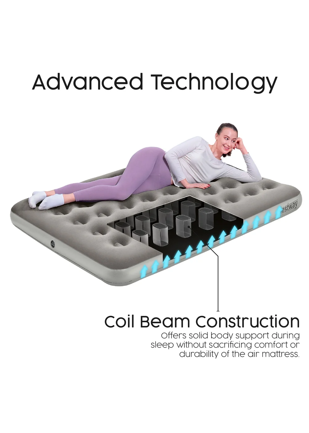Bestway Premium Flocked Double Airbed With Cordless Battery Pump - One Size Image 5
