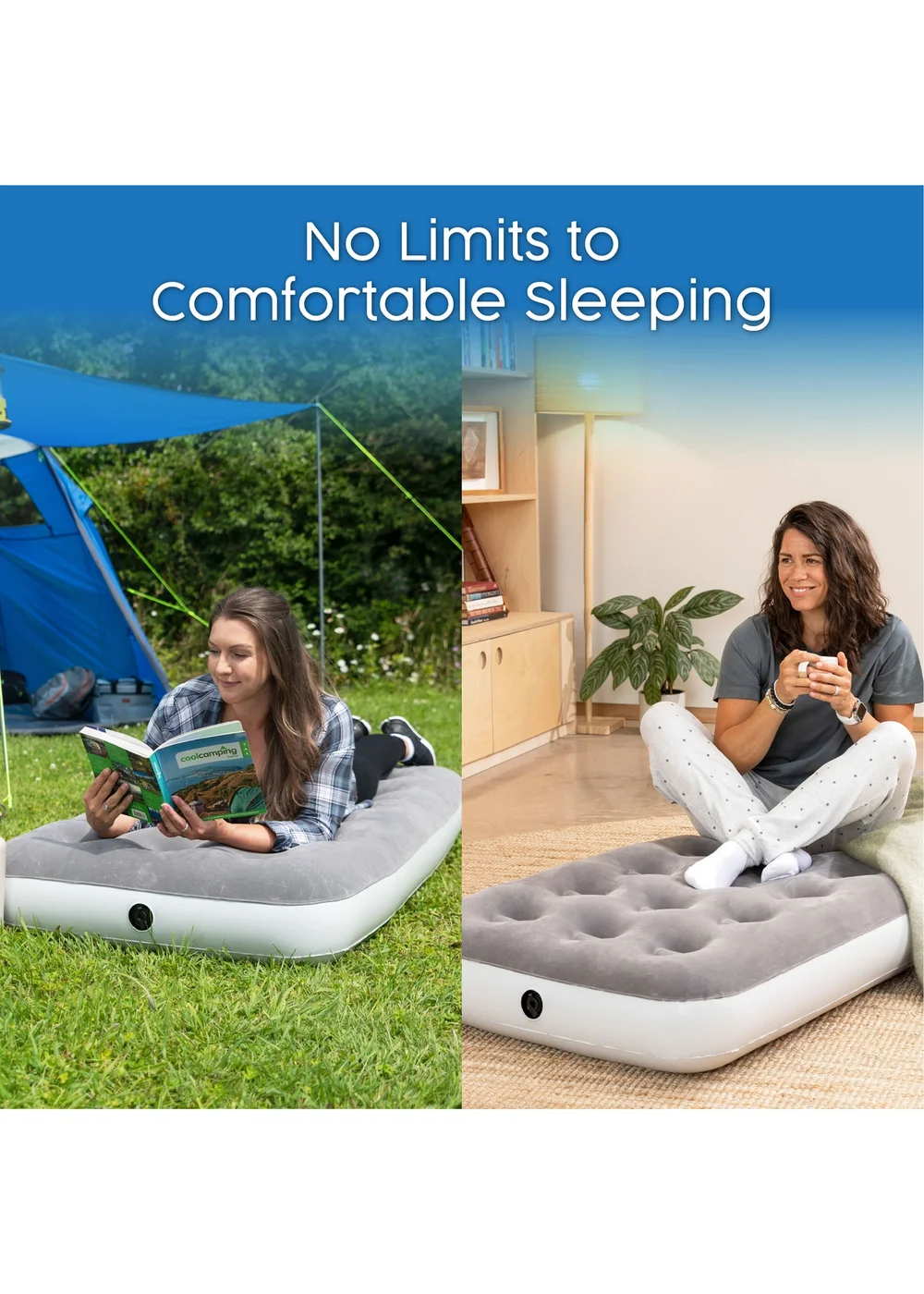 Bestway Premium Flocked Single Airbed with Handheld AC Pump - One Size Image 1