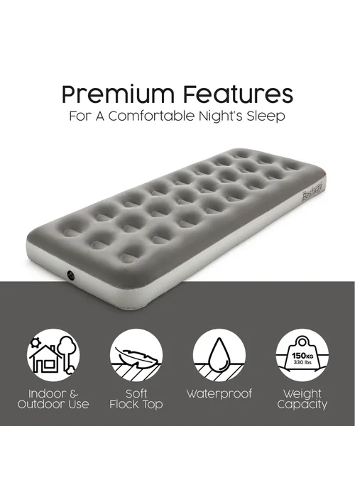 Bestway Premium Flocked Single Airbed with Handheld AC Pump - One Size Image 3
