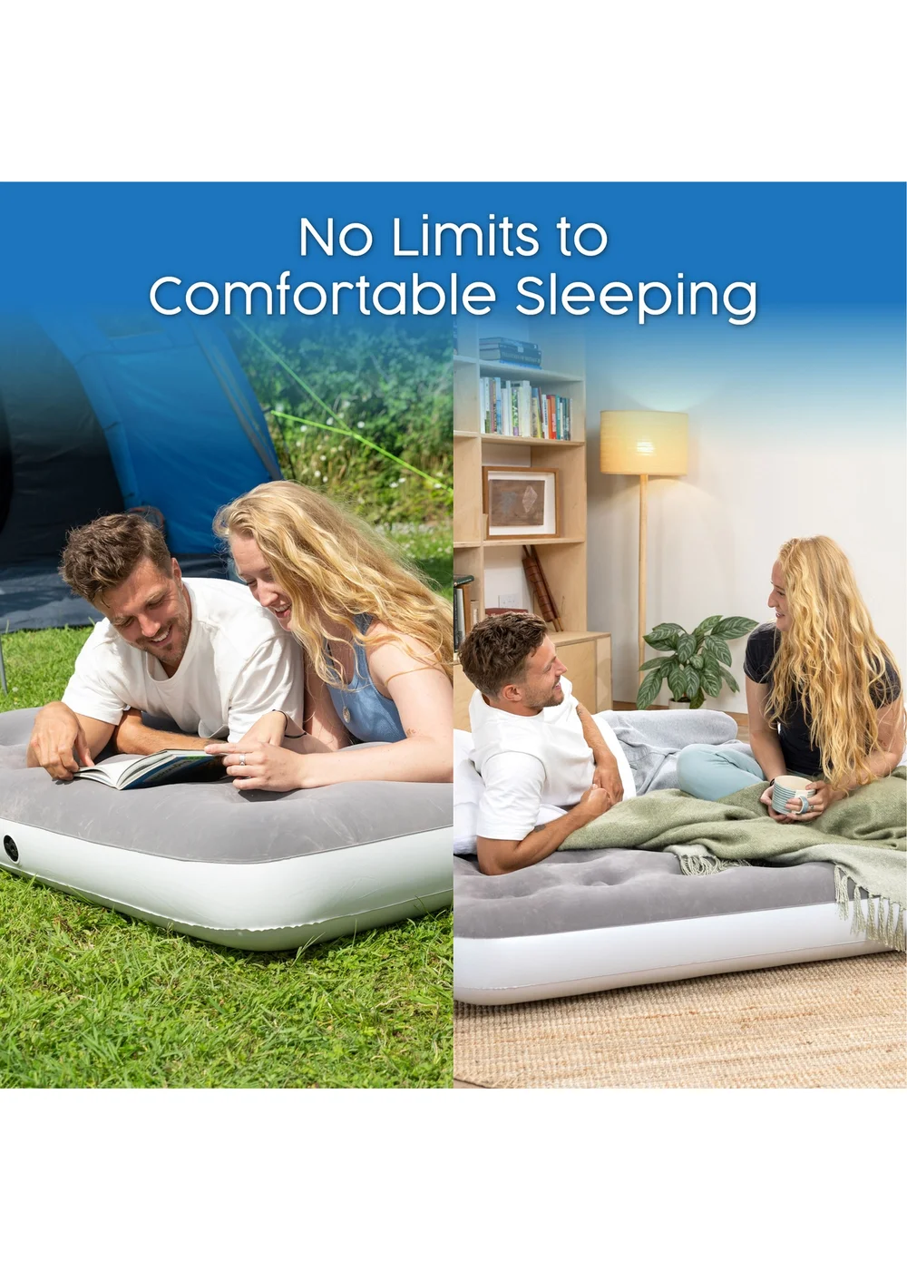 Bestway Premium Flocked Double Airbed with Handheld AC Pump - One Size Image 2