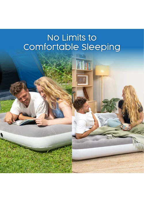 Bestway Premium Flocked Double Airbed with Handheld AC Pump - One Size Image 2