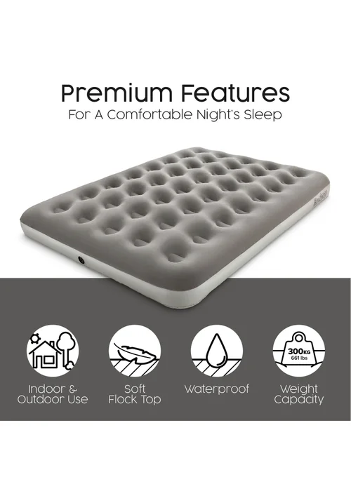 Bestway Premium Flocked Double Airbed with Handheld AC Pump - One Size Image 4