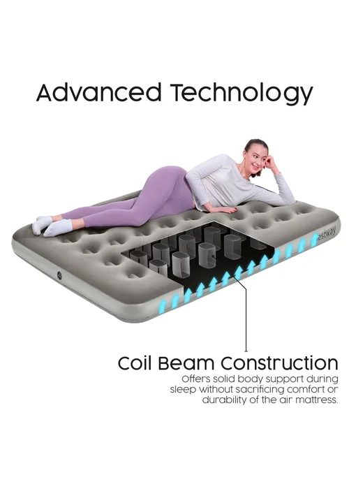Bestway Premium Flocked Double Airbed with Handheld AC Pump - One Size Image 6