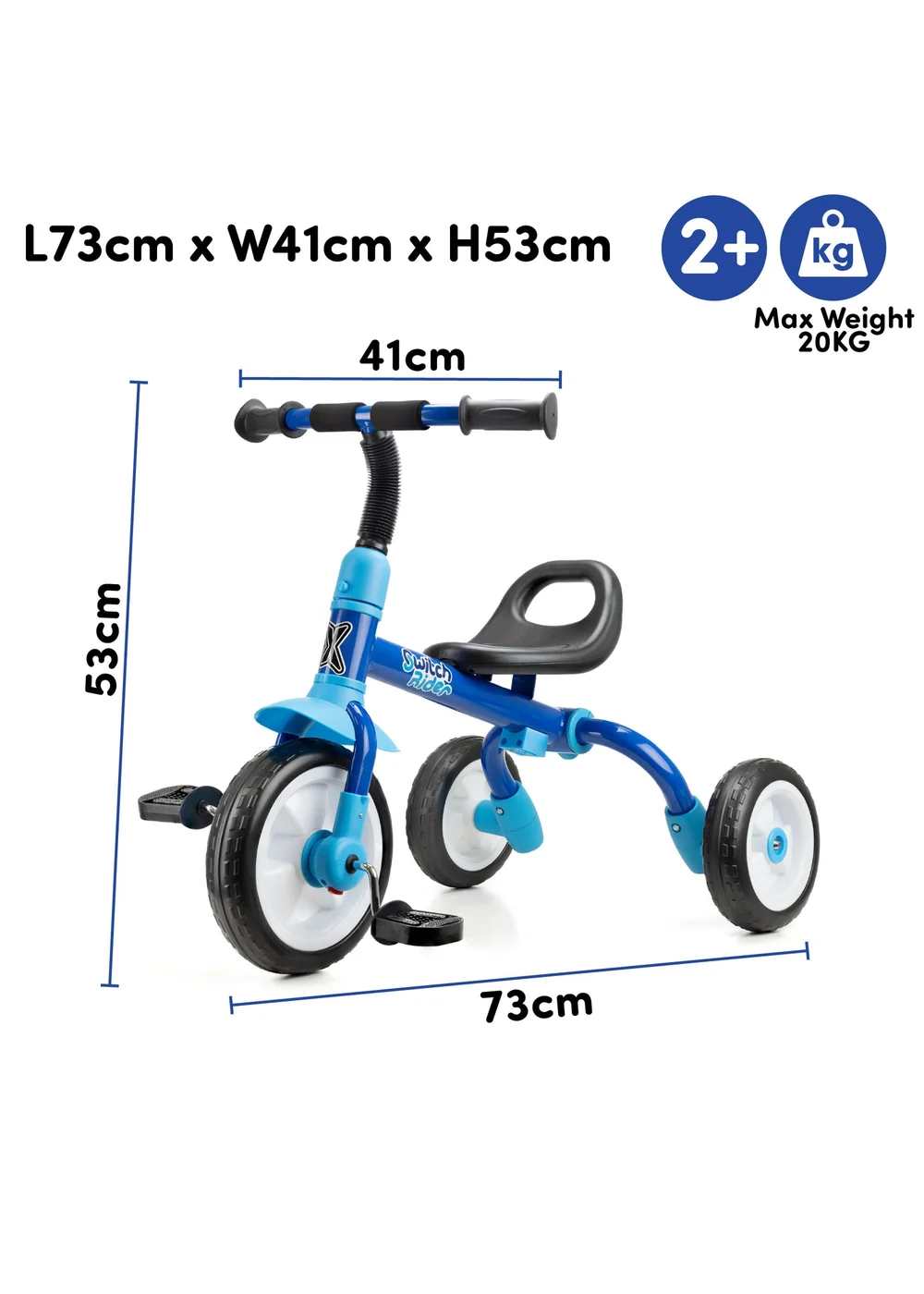 Xootz Switch Rider 5 in 1 Folding Balance Trike Blue - One Size Image 5