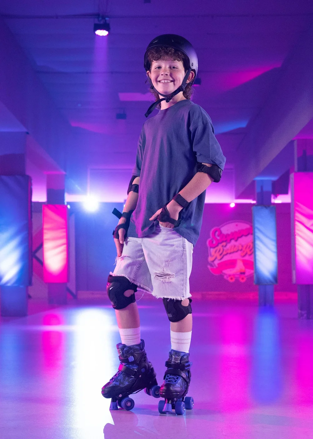 Xootz Semi Soft Jet Skates, Kids Adjustable Roller Skates, Blue Quad Skates with PVC Wheels - M Image 1