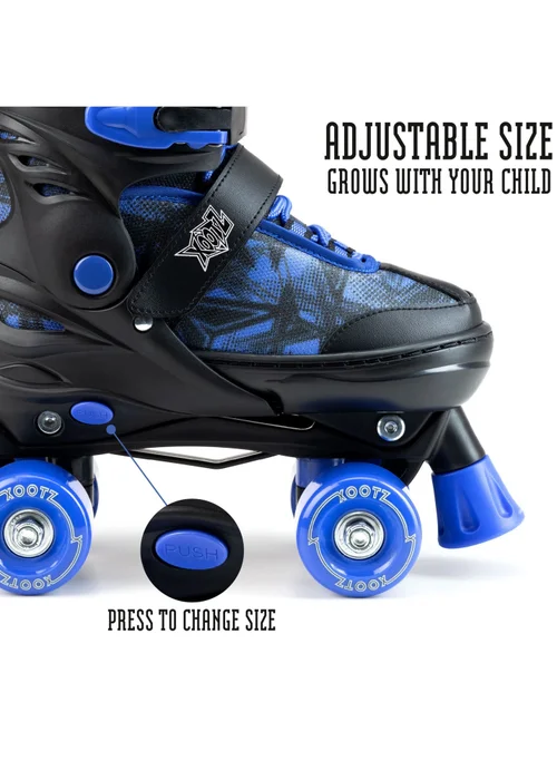 Xootz Semi Soft Jet Skates, Kids Adjustable Roller Skates, Blue Quad Skates with PVC Wheels - M Image 3