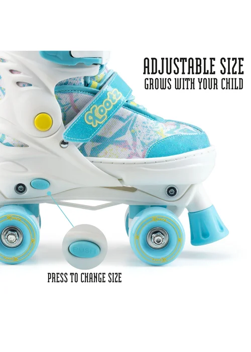 Xootz Semi Soft Bubblegum Skates, Kids Adjustable Roller Skates, Glitter Print Quad Skates with PVC Wheels - M Image 3