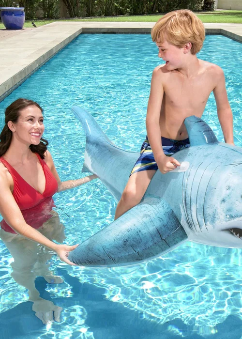 Bestway Realistic Shark Kids Ride On Pool Float - One Size Image 1