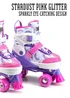 Xootz Semi Soft Stardust Skates, Kids Adjustable Roller Skates, Glitter Print Quad Skates with PVC Wheels - S Image 2