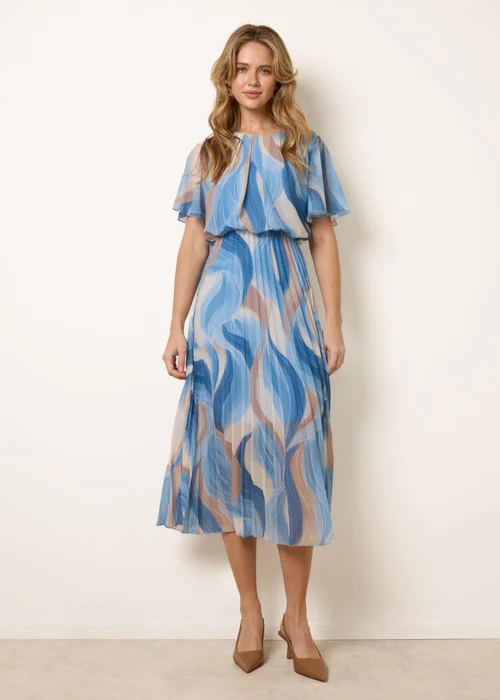 Blue Vanilla Blue Short Sleeve Pleated Midi Dress - S Image 3