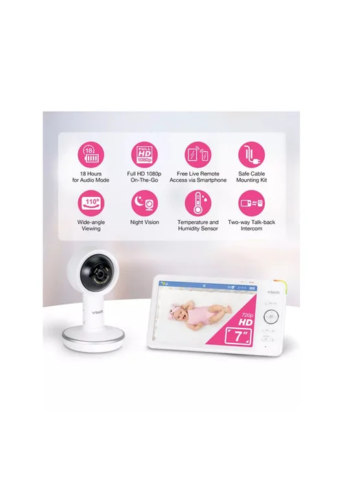 VTech RM7787HD Smart WiFi Baby Monitor 7" Over-The-Crib - One Size Image 2