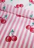 Catherine Lansfield Disco Cherries Stripes Reversible Duvet Cover Set Pink - Single Image 4