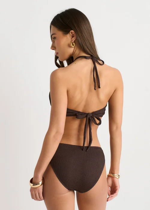 Gini London Chocolate Textured V Bar Halter Neck Bikini Top - 10 Image 2