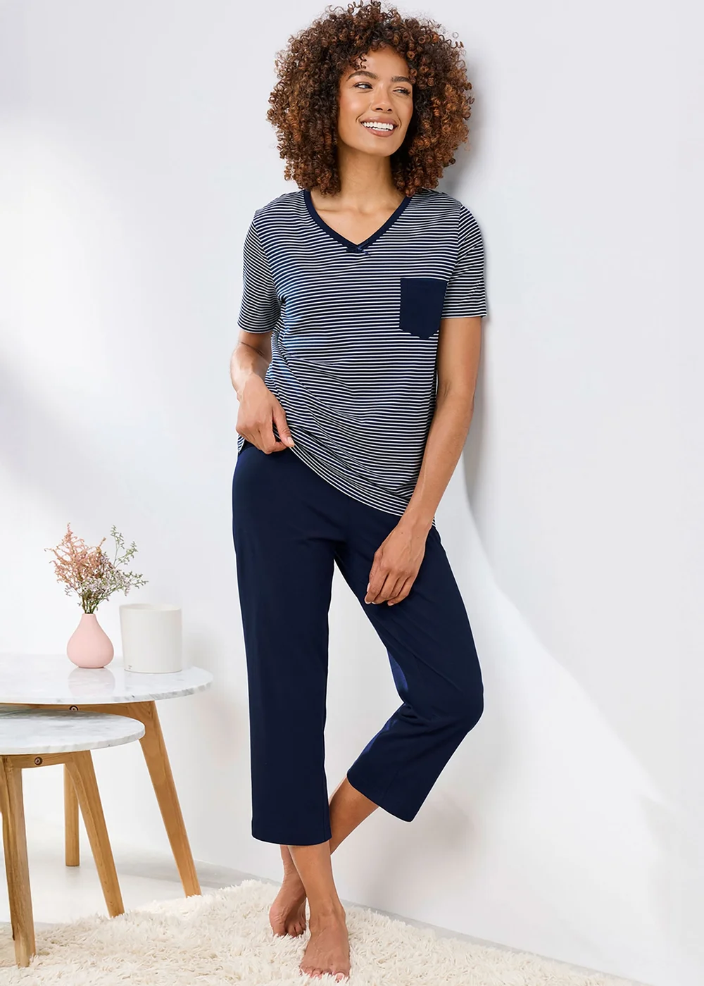 Cotton Traders Dark Blue 4 Piece Cropped Pj Set - 14 Image 2