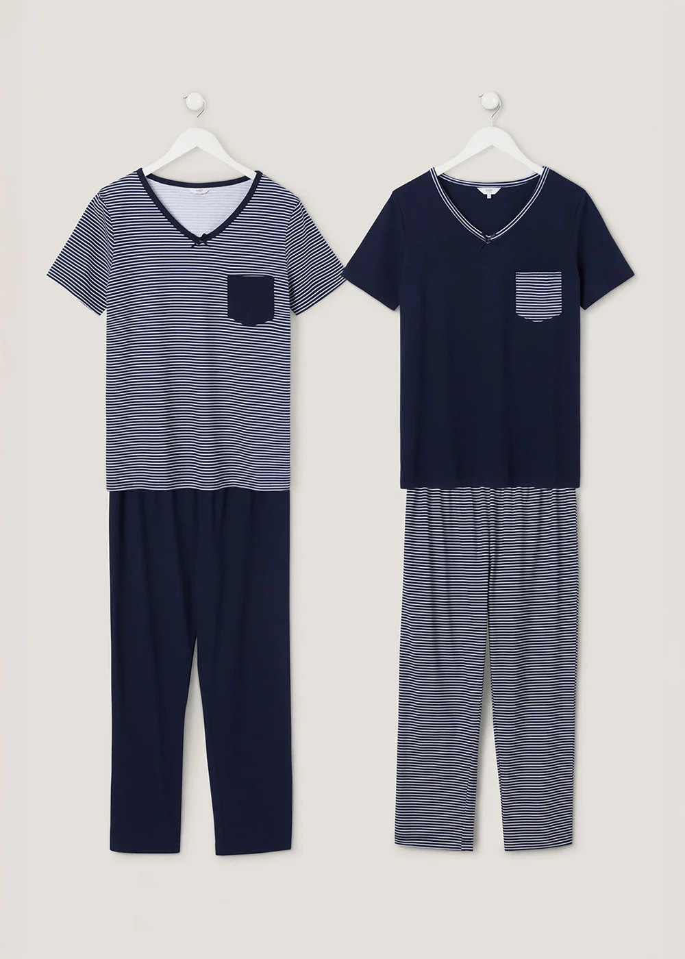 Cotton Traders Dark Blue 4 Piece Cropped Pj Set - 14 Image 1