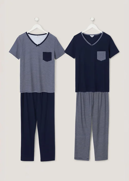 Cotton Traders Dark Blue 4 Piece Cropped Pj Set - 14 Image 1