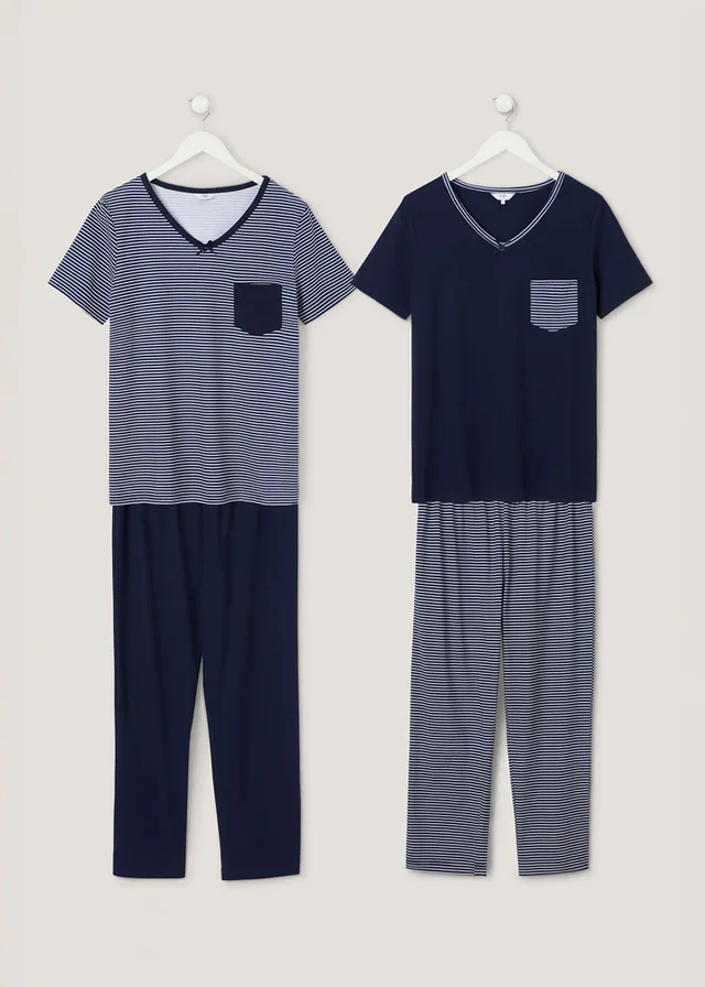 Cotton Traders Dark Blue 4 Piece Cropped Pj Set