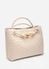 Where's That From Luna Woven Leather Tote bag With Gold Detail In Cream Faux Leather - One Size Image 3