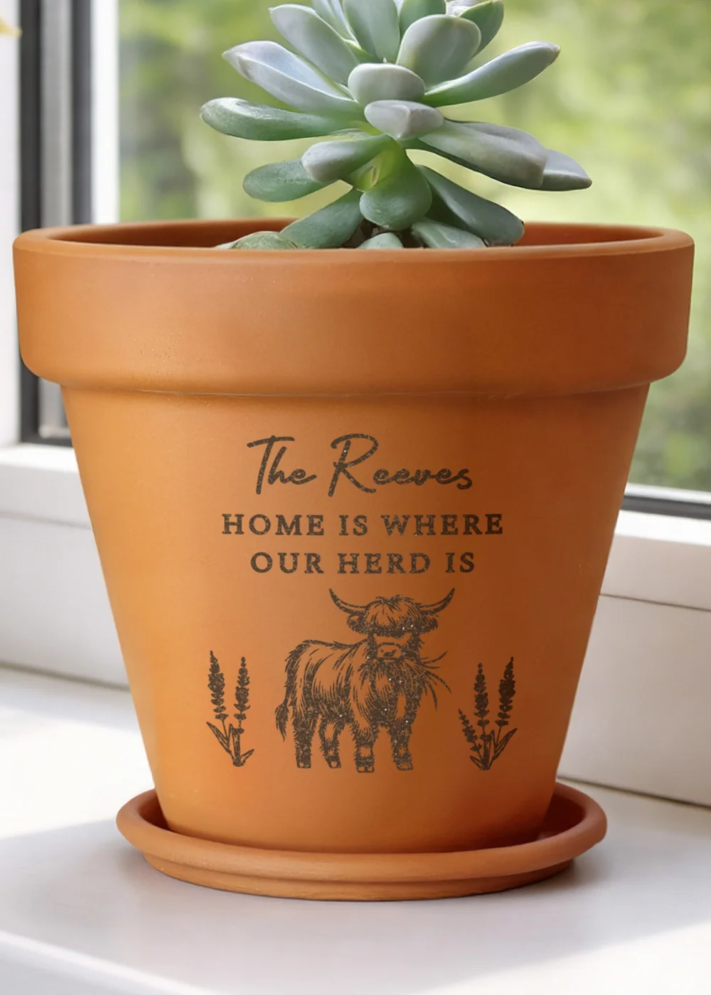 Personalised Memento Company Highland Cow Terracotta Plant Pot - One Size Image 3