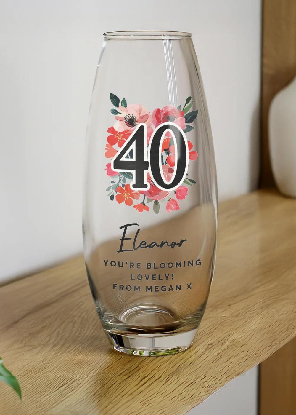 Personalised Memento Company Floral Big Age Bullet Vase - One Size Image 4