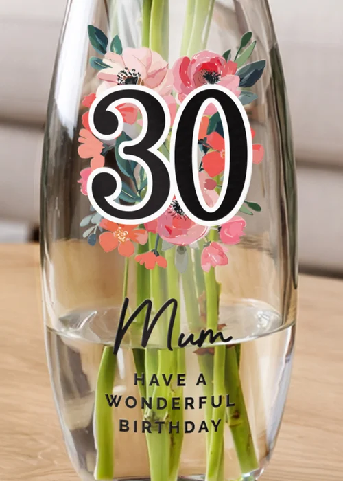 Personalised Memento Company Floral Big Age Bullet Vase - One Size Image 2